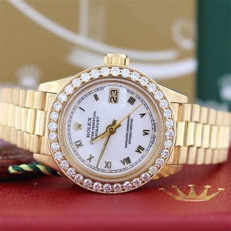 rolex ladies yellow gold president|18k gold ladies Rolex watch.